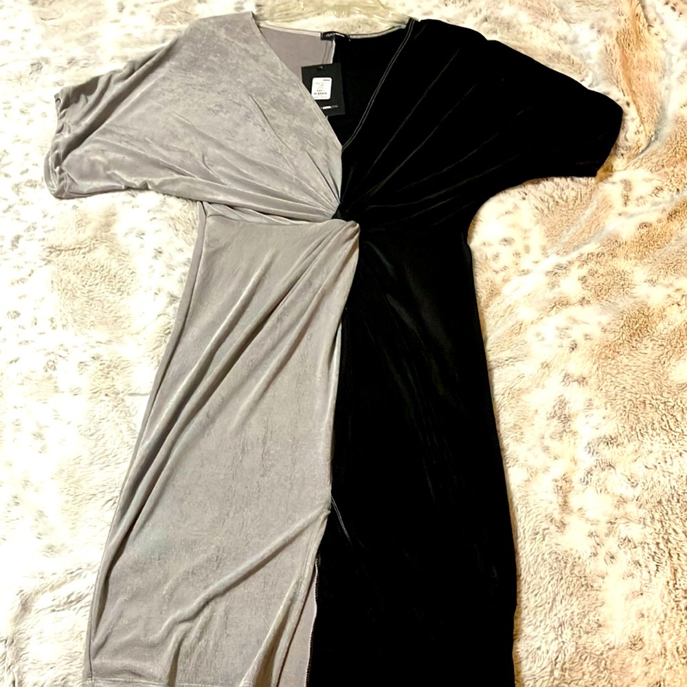 NWT! Fashion nova black and silver dress size Large